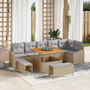 Conjunto de Sofá de Jardim 9 pcs Bege Rattan Sintético