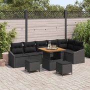 Conjunto de Sofá de Jardim 9 pcs Preto Rattan Sintético