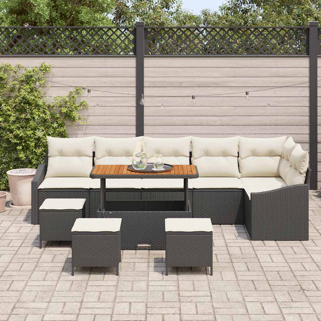 Conjunto de Sofá de Jardim 10 pcs Preto Rattan Sintético