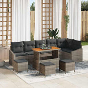 Conjunto de Sofá de Jardim 10 pcs Cinzeto Rattan Sintético