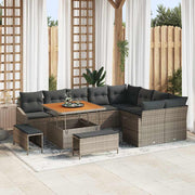 Conjunto de Sofá de Jardim 12 pcs Cinzeto Rattan Sintético