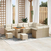 Conjunto de Sofá de Jardim 12 pcs Bege Rattan Sintético