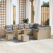 Conjunto de Sofá de Jardim 12 pcs Bege Rattan Sintético