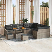 Conjunto de Sofá de Jardim 12 pcs Cinzeto Rattan Sintético