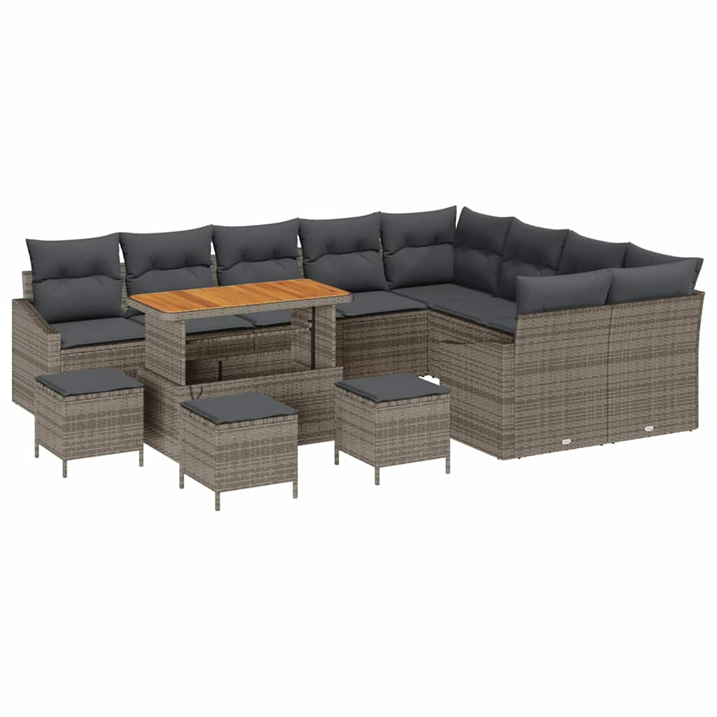 Conjunto de Sofá de Jardim 13 pcs Cinzeto Rattan Sintético