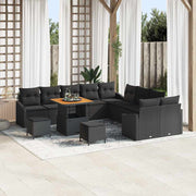 Conjunto de Sofá de Jardim 13 pcs Preto Rattan Sintético