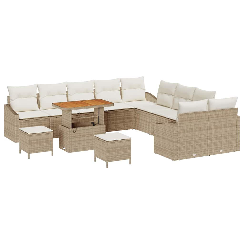 Conjunto de Sofá de Jardim 13 pcs Bege Rattan Sintético