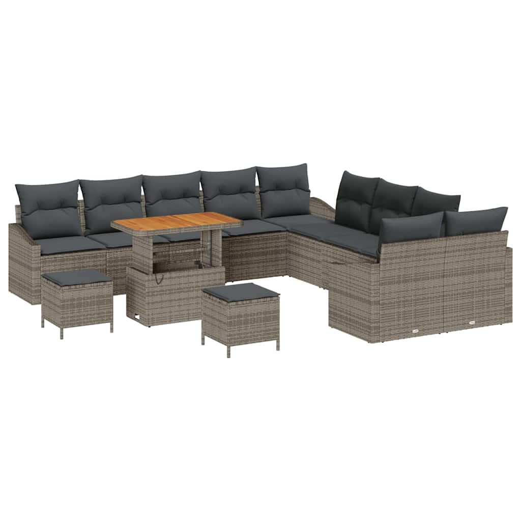 Conjunto de Sofá de Jardim 13 pcs Cinzeto Rattan Sintético