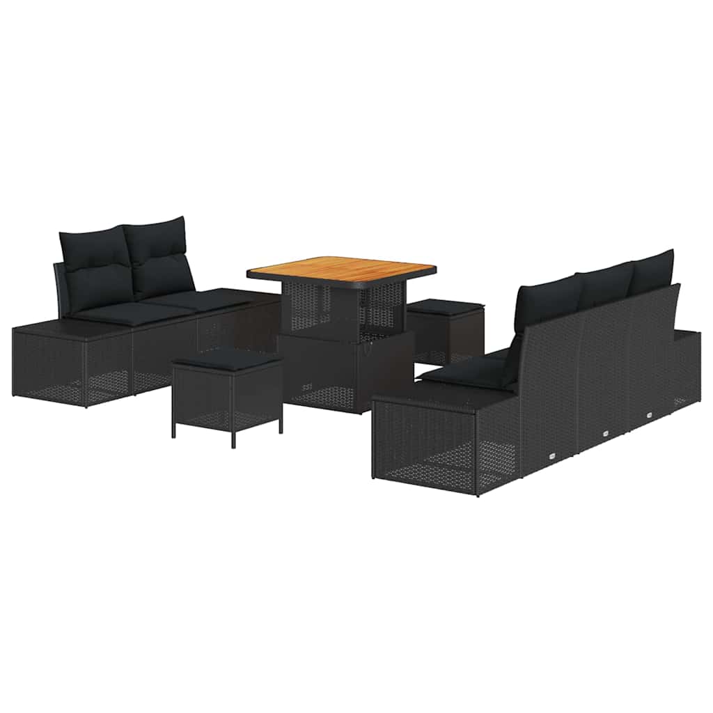 Conjunto de Sofá de Jardim 8 pcs Preto Rattan Sintético