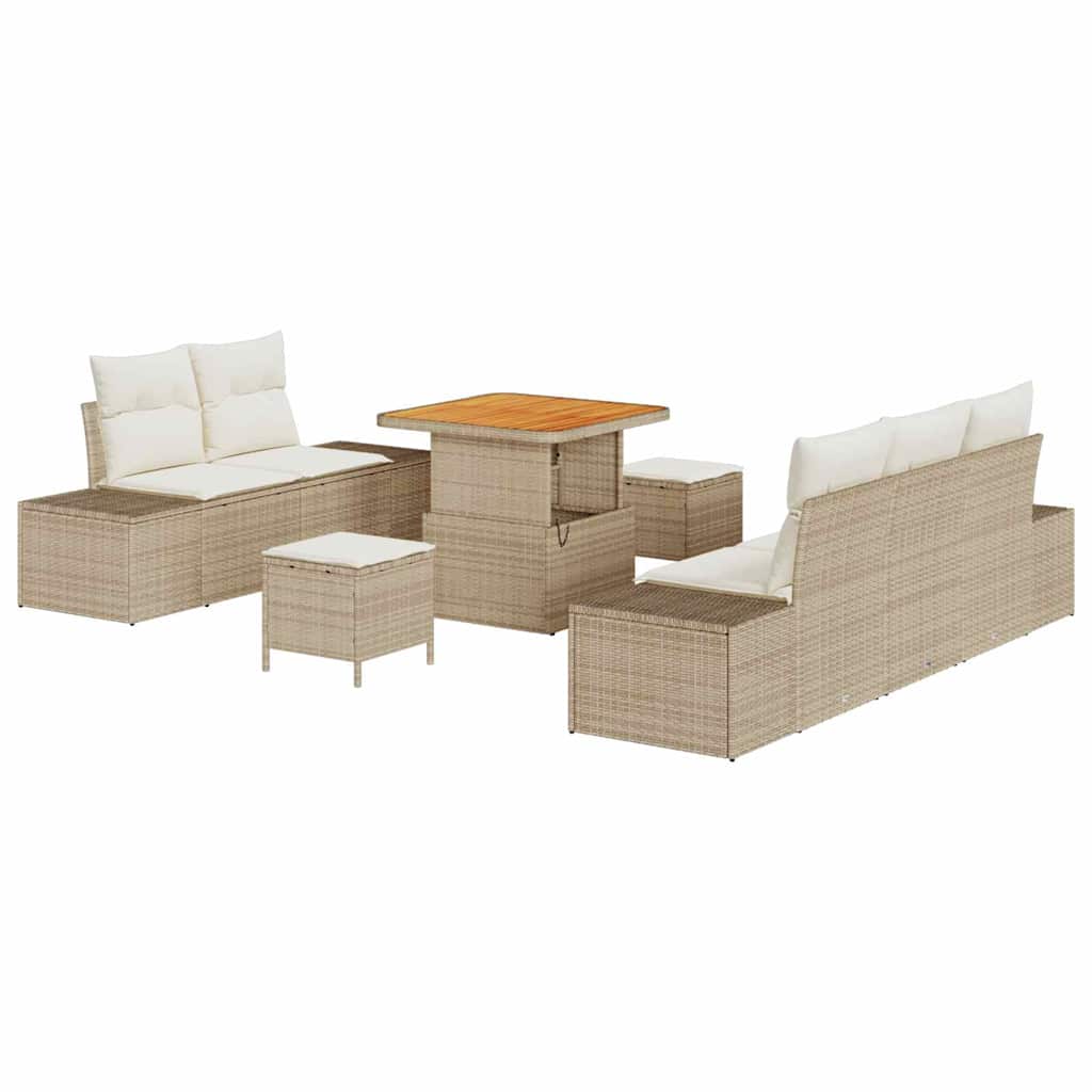 Conjunto de Sofá de Jardim 8 pcs Bege Rattan Sintético