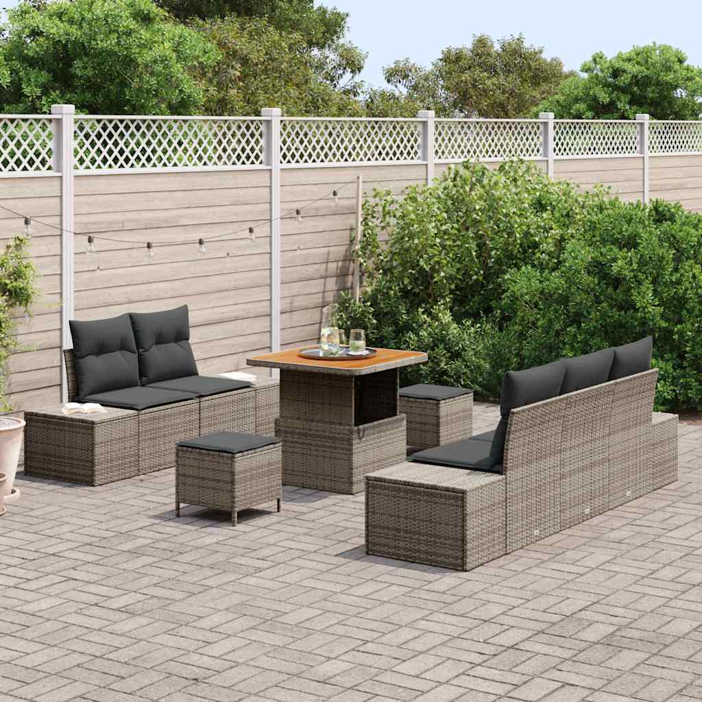 Conjunto de Sofá de Jardim 8 pcs Cinzeto Rattan Sintético
