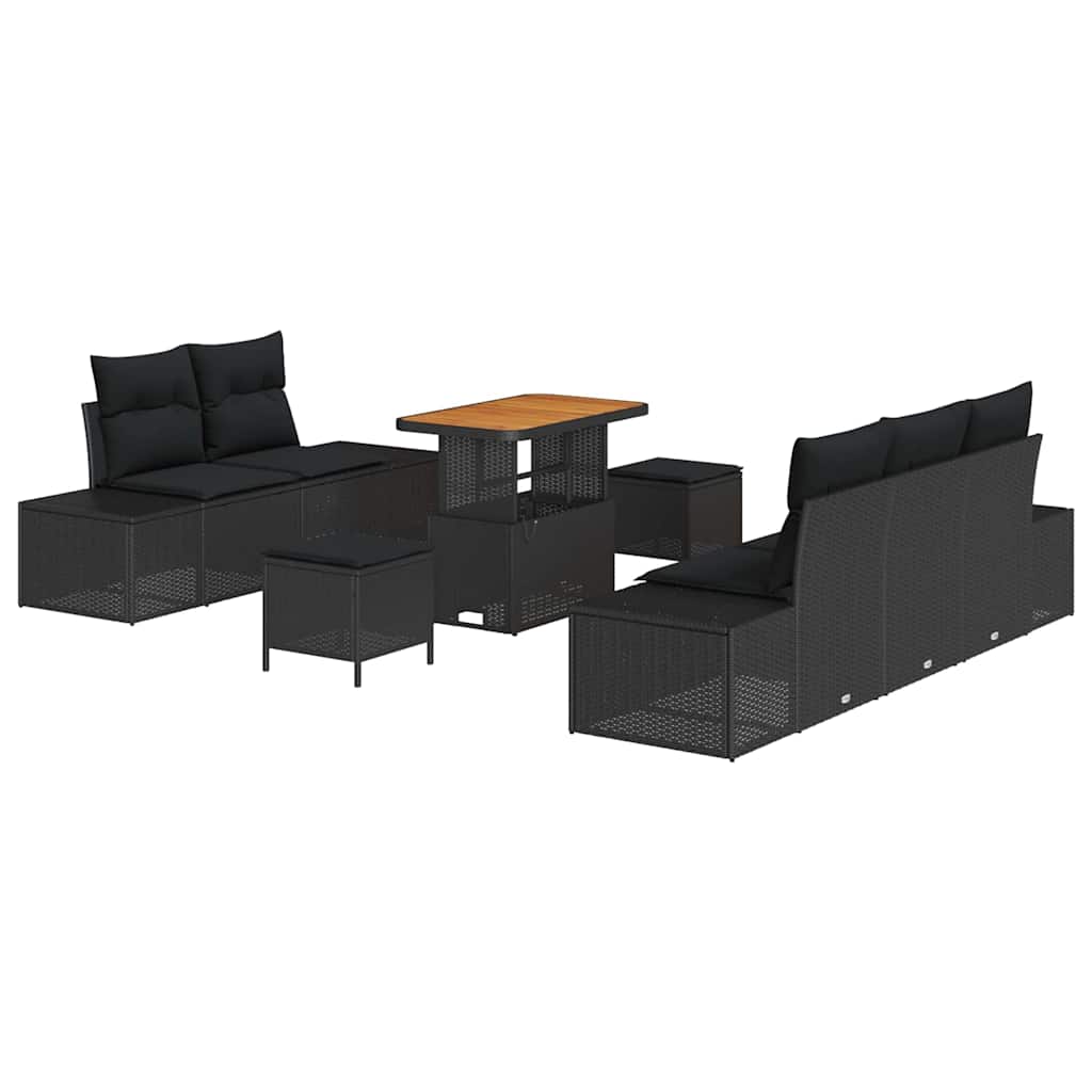 Conjunto de Sofá de Jardim 8 pcs Preto Rattan Sintético