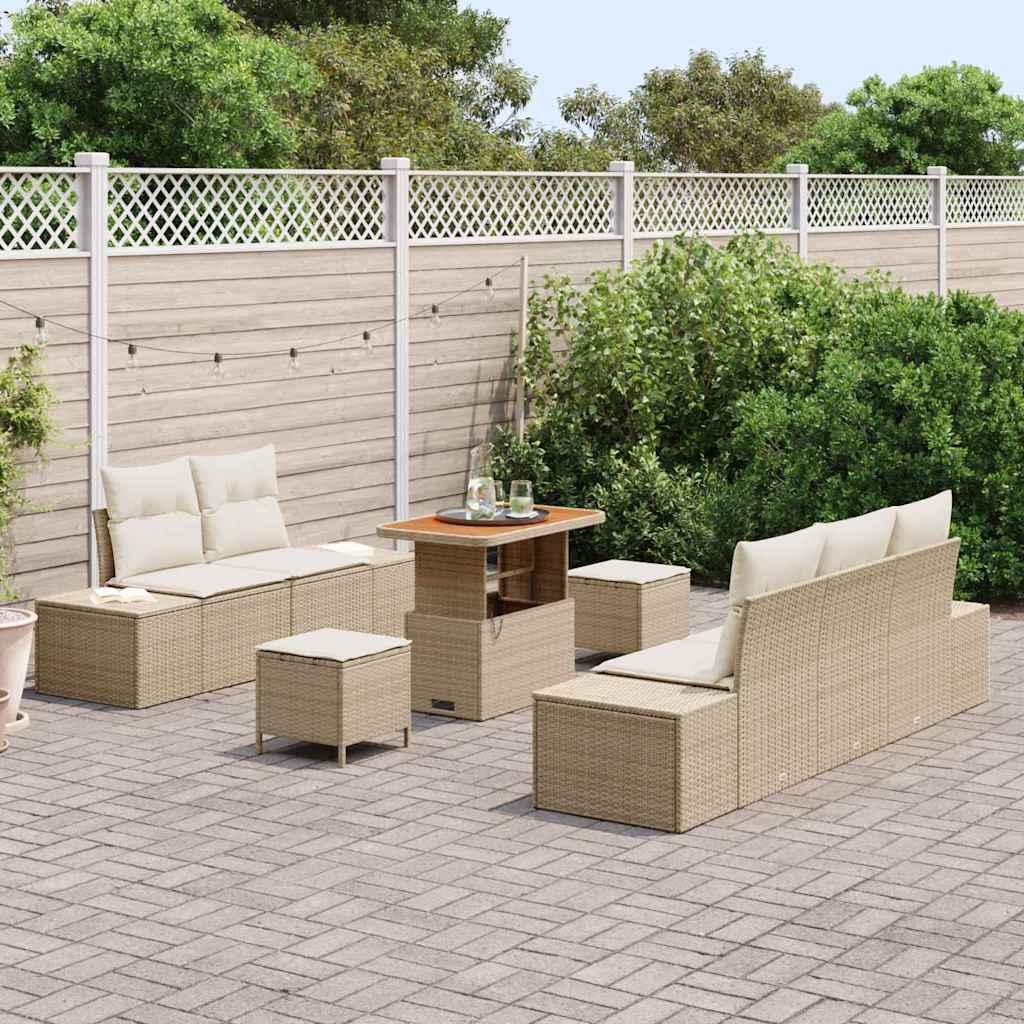 Conjunto de Sofá de Jardim 8 pcs Bege Rattan Sintético