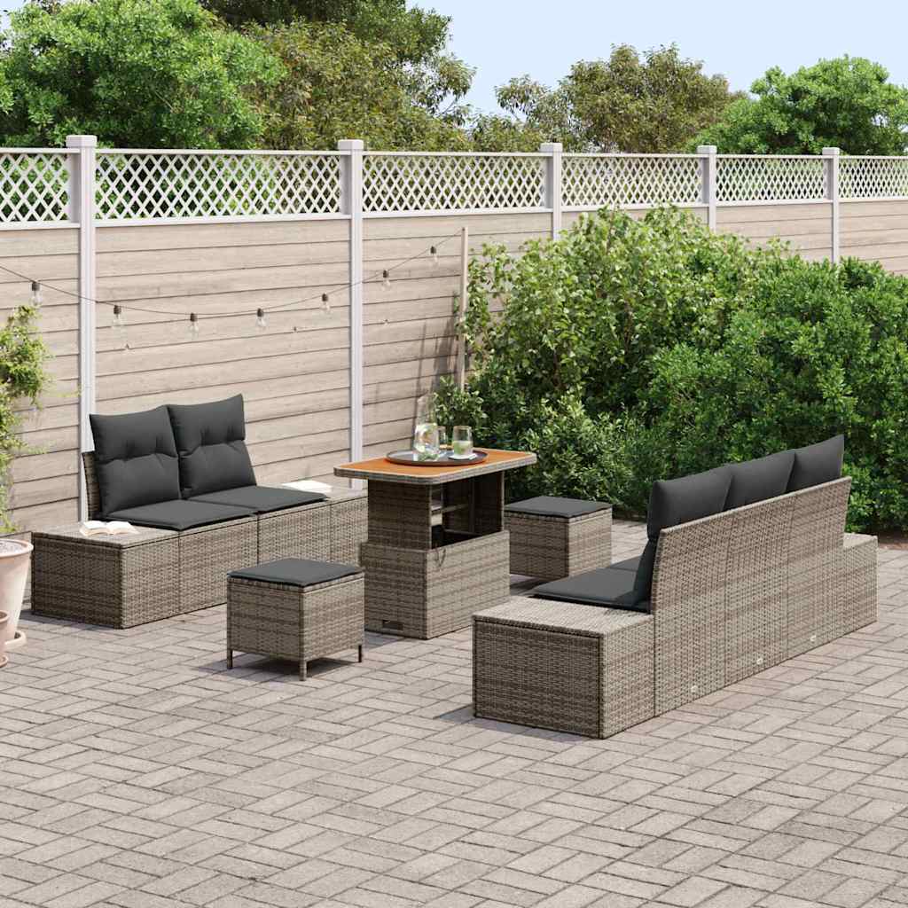 Conjunto de Sofá de Jardim 8 pcs Cinzeto Rattan Sintético