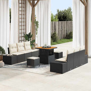 Conjunto de Sofá de Jardim 9 pcs Preto Rattan Sintético