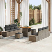 Conjunto de Sofá de Jardim 9 pcs Cinzeto Rattan Sintético