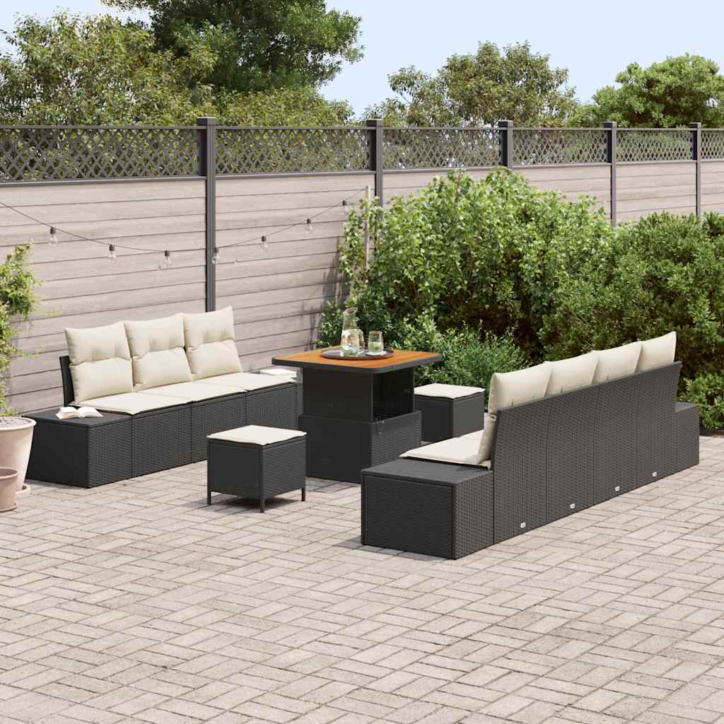 Conjunto de Sofá de Jardim 10 pcs Preto Rattan Sintético