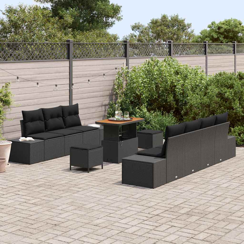 Conjunto de Sofá de Jardim 10 pcs Preto Rattan Sintético