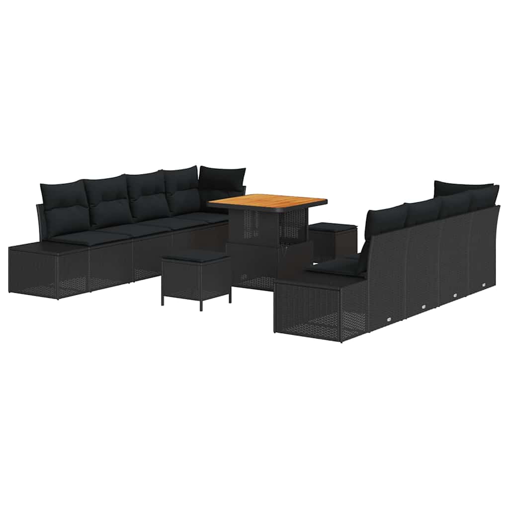 Conjunto de Sofá de Jardim 11 pcs Preto Rattan Sintético