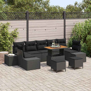 Conjunto de Sofá de Jardim 10 pcs Preto Rattan Sintético