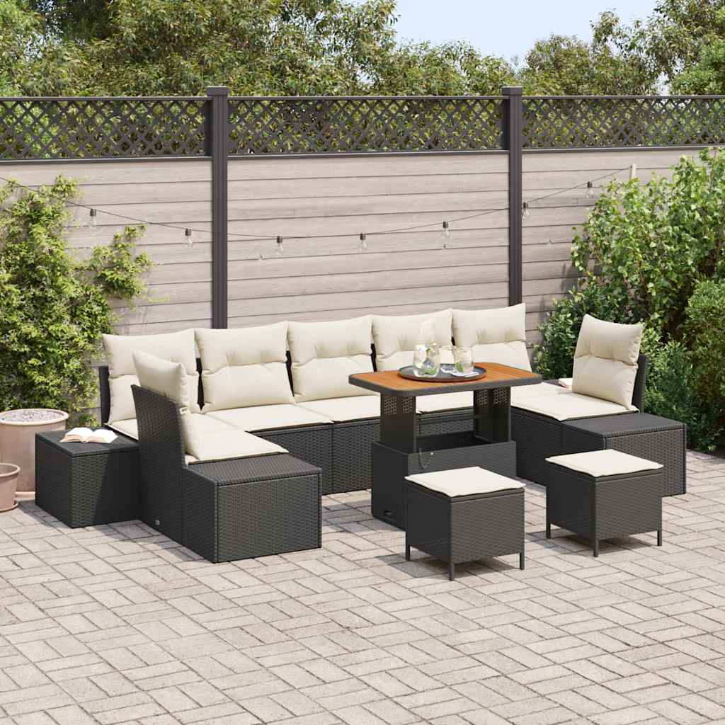 Conjunto de Sofá de Jardim 10 pcs Preto Rattan Sintético