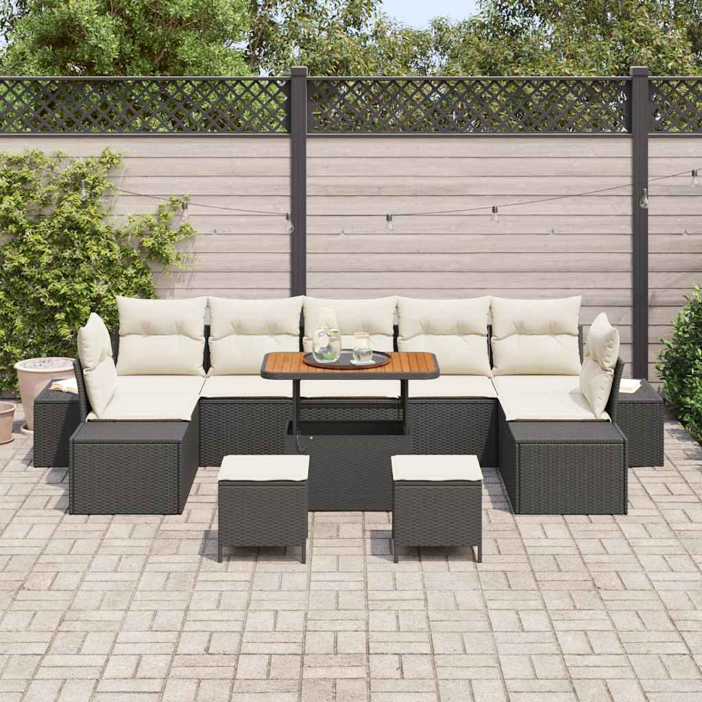 Conjunto de Sofá de Jardim 10 pcs Preto Rattan Sintético