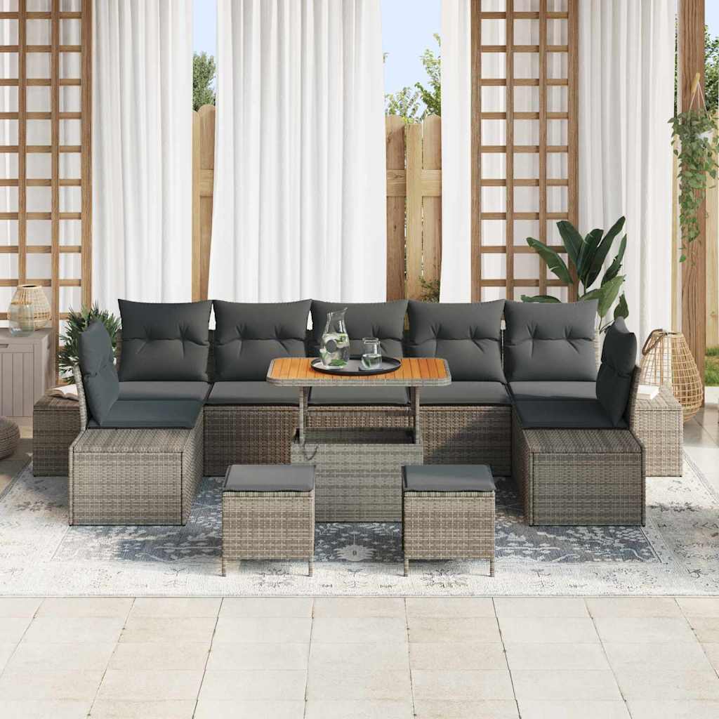 Conjunto de Sofá de Jardim 10 pcs Cinzeto Rattan Sintético