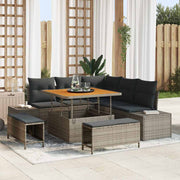 Conjunto de Sofá de Jardim 8 pcs Cinzeto Rattan Sintético