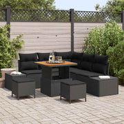 Conjunto de Sofá de Jardim 8 pcs Preto Rattan Sintético