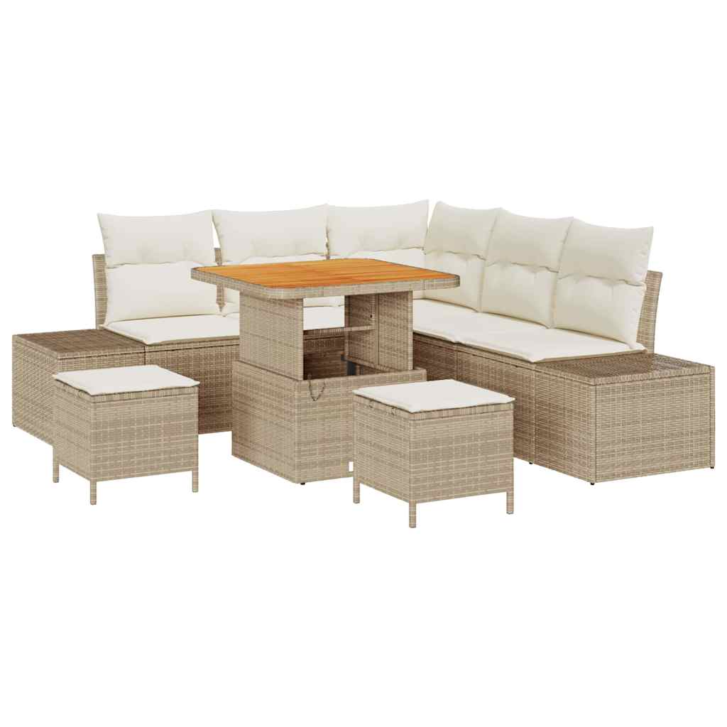 Conjunto de Sofá de Jardim 8 pcs Bege Rattan Sintético
