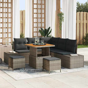 Conjunto de Sofá de Jardim 8 pcs Cinzeto Rattan Sintético