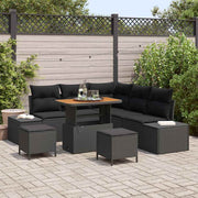Conjunto de Sofá de Jardim 8 pcs Preto Rattan Sintético