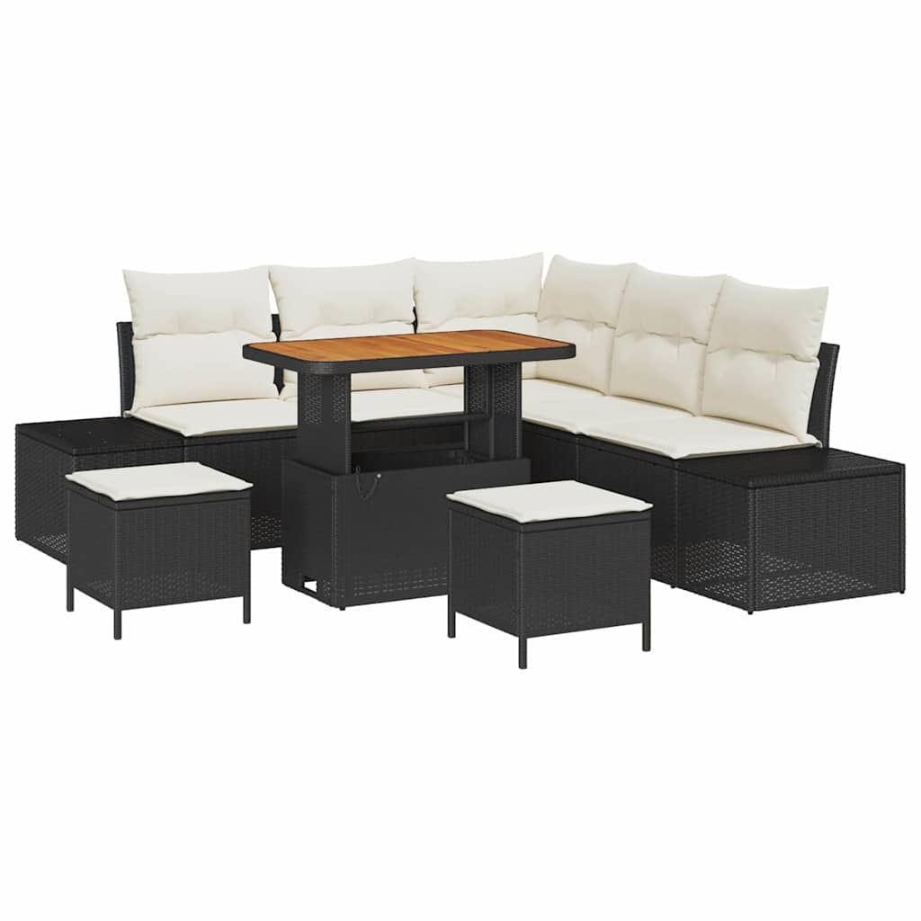 Conjunto de Sofá de Jardim 8 pcs Preto Rattan Sintético