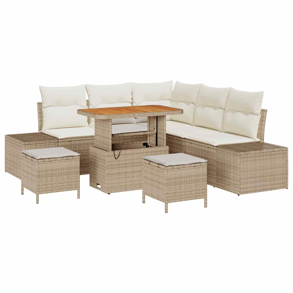 Conjunto de Sofá de Jardim 8 pcs Bege Rattan Sintético