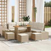 Conjunto de Sofá de Jardim 9 pcs Bege Rattan Sintético