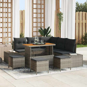 Conjunto de Sofá de Jardim 9 pcs Cinzeto Rattan Sintético