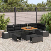 Conjunto de Sofá de Jardim 9 pcs Preto Rattan Sintético