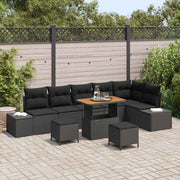 Conjunto de Sofá de Jardim 9 pcs Preto Rattan Sintético