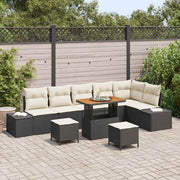 Conjunto de Sofá de Jardim 9 pcs Preto Rattan Sintético