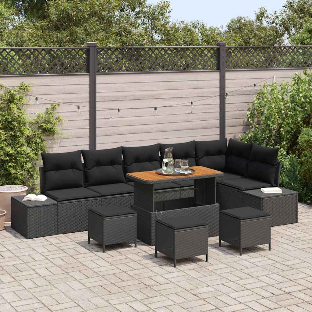 Conjunto de Sofá de Jardim 10 pcs Preto Rattan Sintético