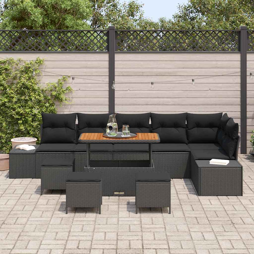 Conjunto de Sofá de Jardim 10 pcs Preto Rattan Sintético