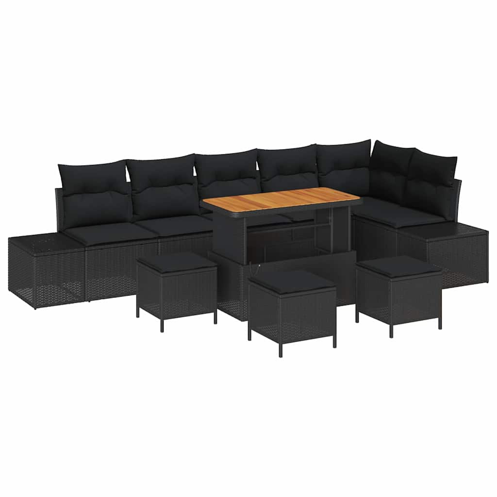 Conjunto de Sofá de Jardim 10 pcs Preto Rattan Sintético