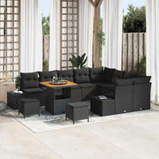 Conjunto de Sofá de Jardim 12 pcs Preto Rattan Sintético