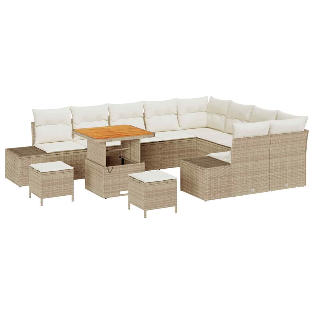 Conjunto de Sofá de Jardim 12 pcs Bege Rattan Sintético