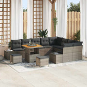 Conjunto de Sofá de Jardim 12 pcs Cinzeto Rattan Sintético