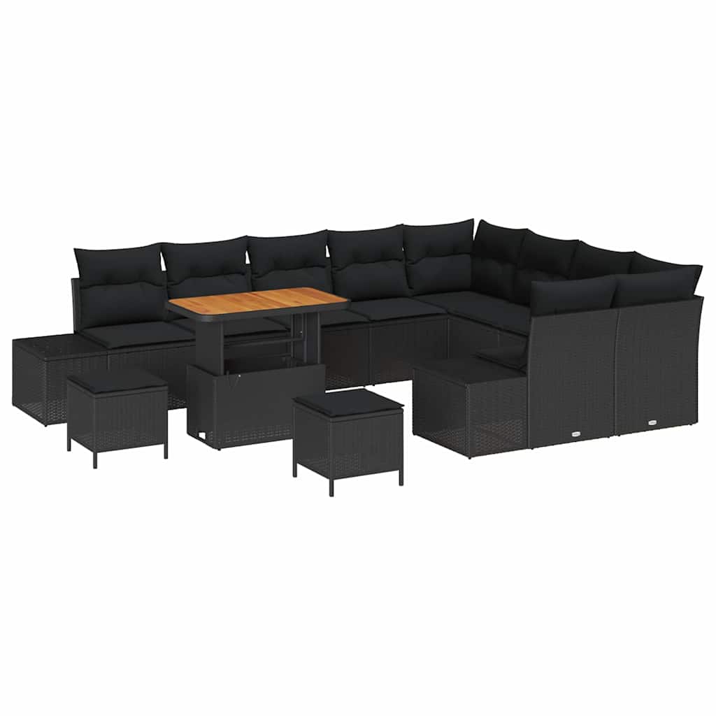 Conjunto de Sofá de Jardim 12 pcs Preto Rattan Sintético