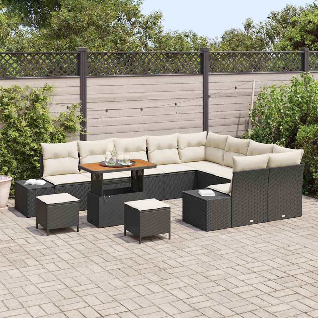 Conjunto de Sofá de Jardim 12 pcs Preto Rattan Sintético
