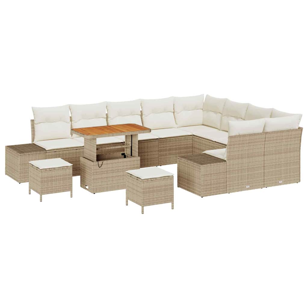 Conjunto de Sofá de Jardim 12 pcs Bege Rattan Sintético