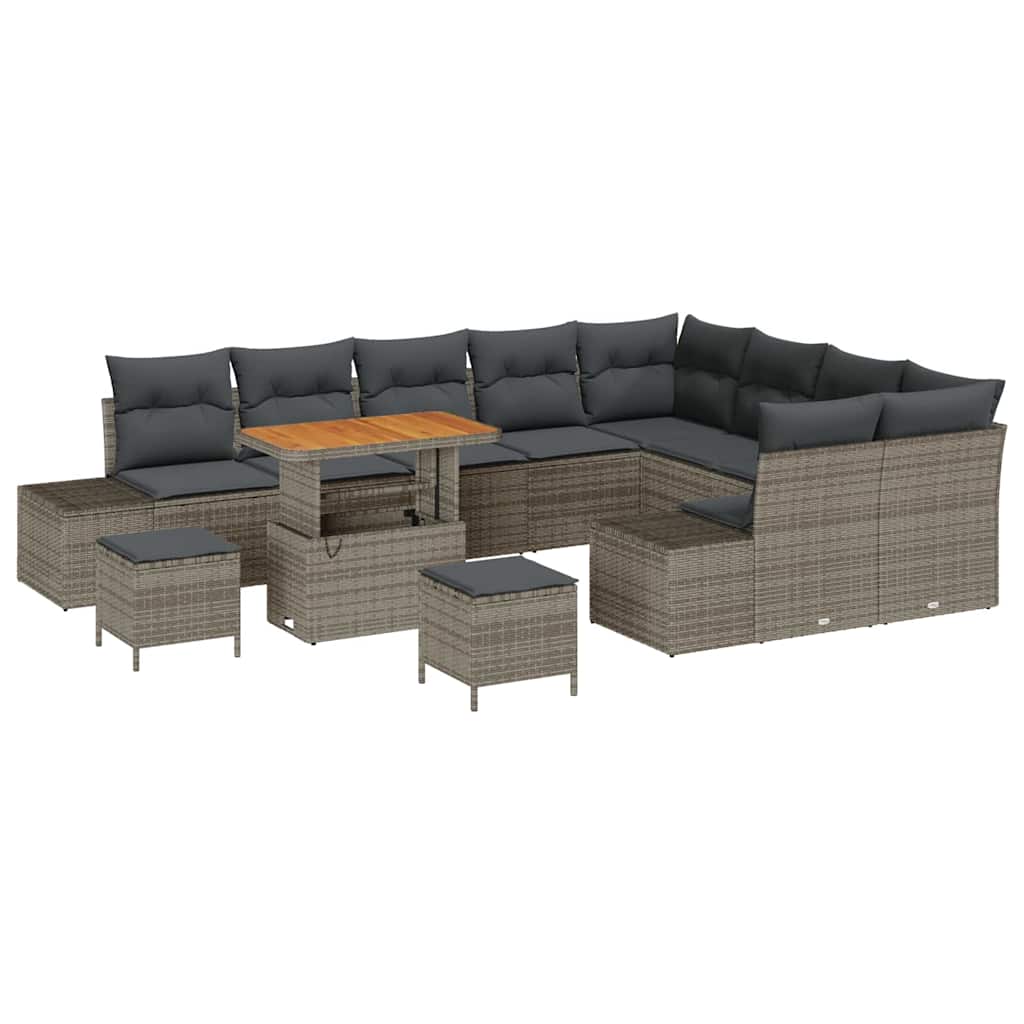 Conjunto de Sofá de Jardim 12 pcs Cinzeto Rattan Sintético
