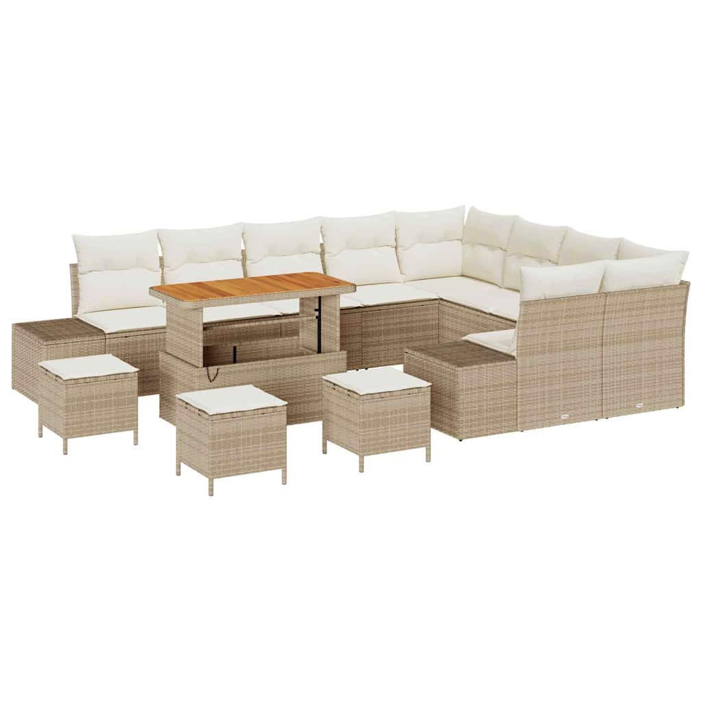 Conjunto de Sofá de Jardim 13 pcs Bege Rattan Sintético